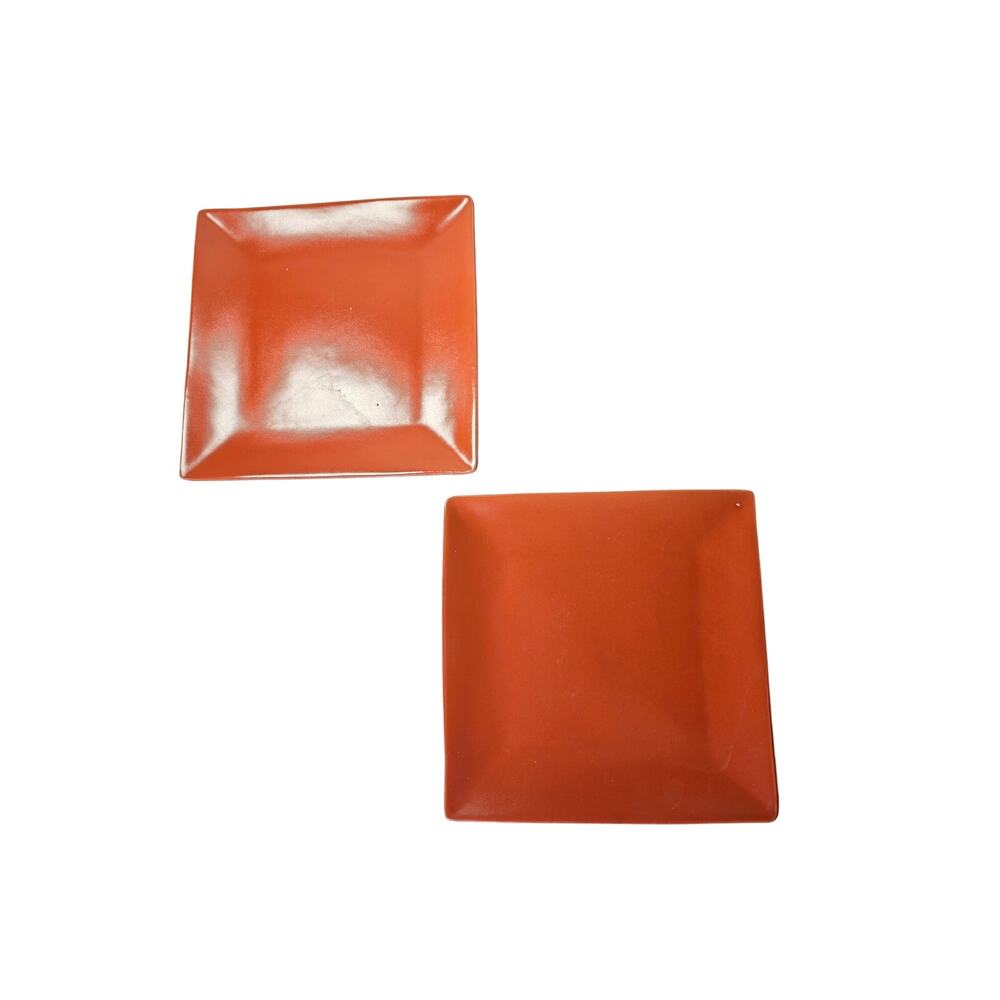 WORLD MARKET Orange Ceramic 7.5" Salad Plates Set of 2